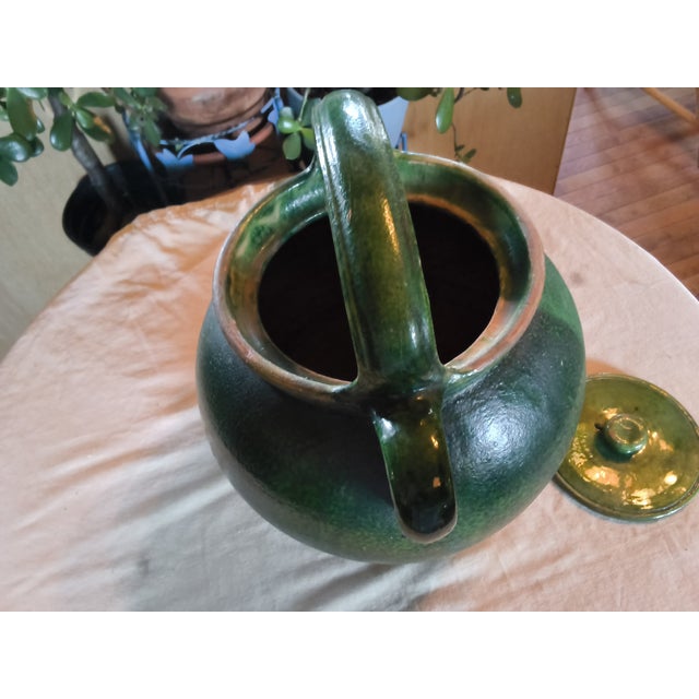 Green Vintage French Provence Green Glaze Gargoulette/Pottery Jug For Sale - Image 8 of 10