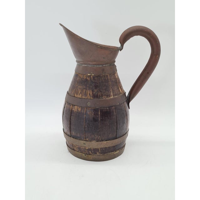 Antique Wooden Barrel-Shaped Jug with Brass Hoops 19th/20th Century, 1890s For Sale - Image 3 of 10