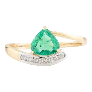Green Emerald & Diamond Wedding Ring Size 6