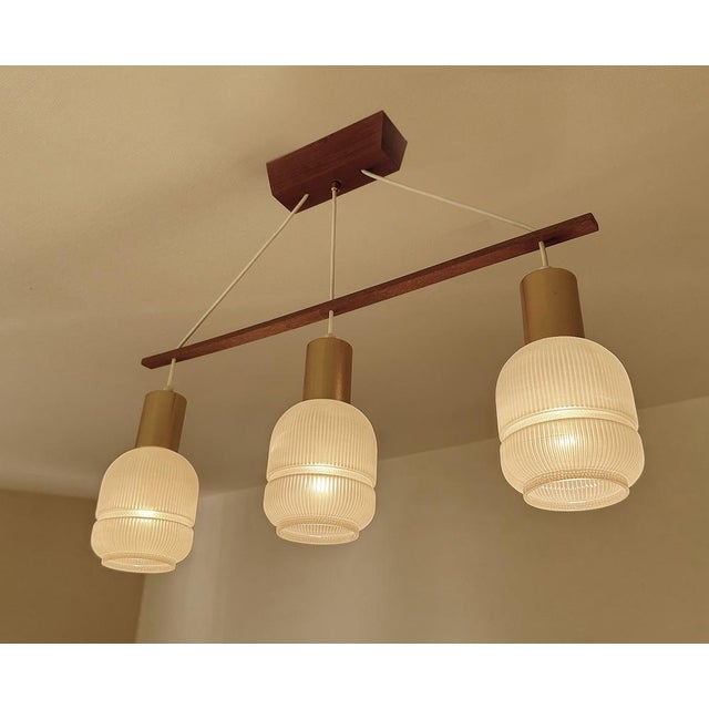 1960s Danish Pendant Light in Glass and Teak, 1960s For Sale - Image 5 of 18