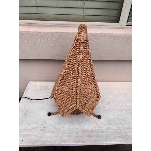 French Modern Sisal Lamp. H / 19 inches. Diameter / 10.5 inches.
