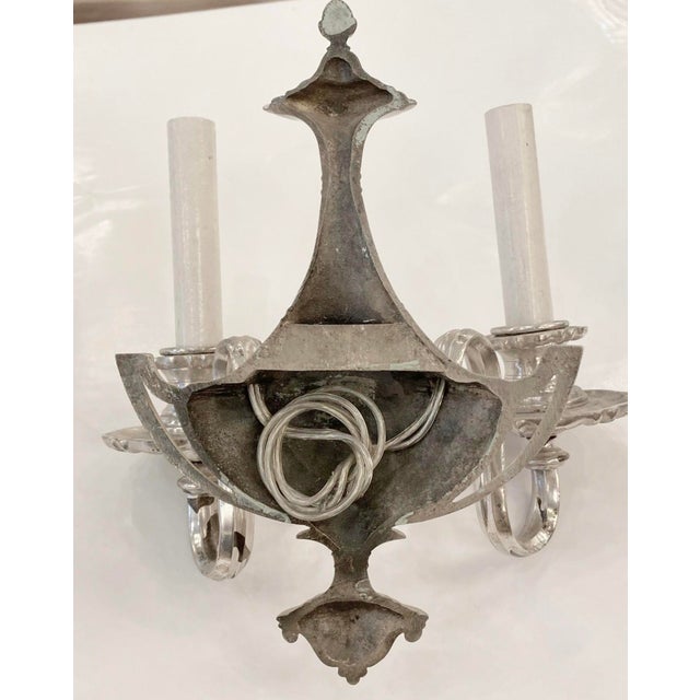 Mid 20th Century Restored Victorian Silver Plated Cast Brass 2 Arm Wall Sconces - a Pair For Sale - Image 6 of 6