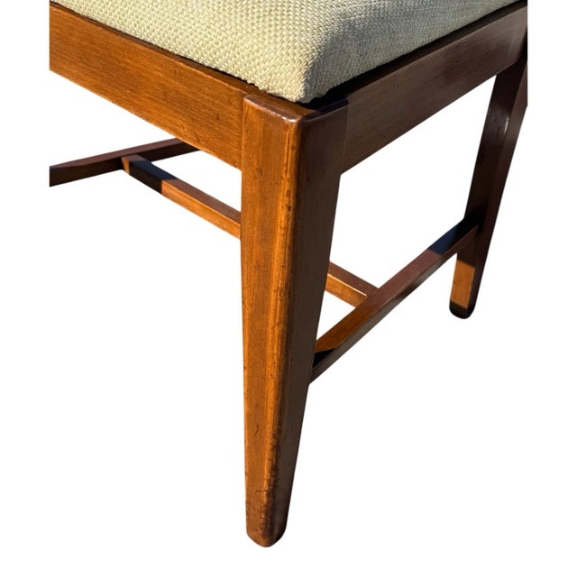 1930s Art Deco Walnut French Vanity Chair Newly Upholstered For Sale - Image 11 of 17