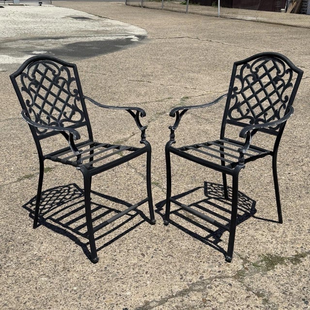 Black Martha Stewart Living Collection Cast Aluminum High Patio Pool Arm Chairs - Pair For Sale - Image 8 of 11