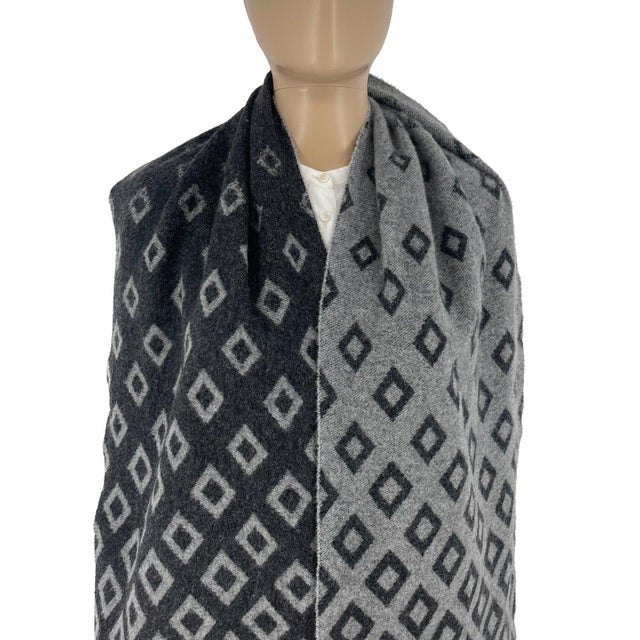 Emporio Armani Dark Grey Printed 50% Wool 50% Cashmere Scarf