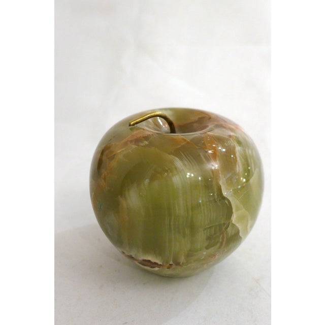 Apple Paperweight in Onyx with Gilded Brass Stem, 1960s For Sale - Image 10 of 11