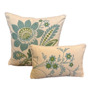Quadrille Fabrics "Lorraine" Outdoor Pillow Set- 2 Pieces For Sale