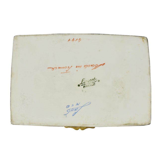 Mid 20th Century Hand Painted Gold and Black Limoges France Hinged Porcelain Box Signed For Sale - Image 9 of 10