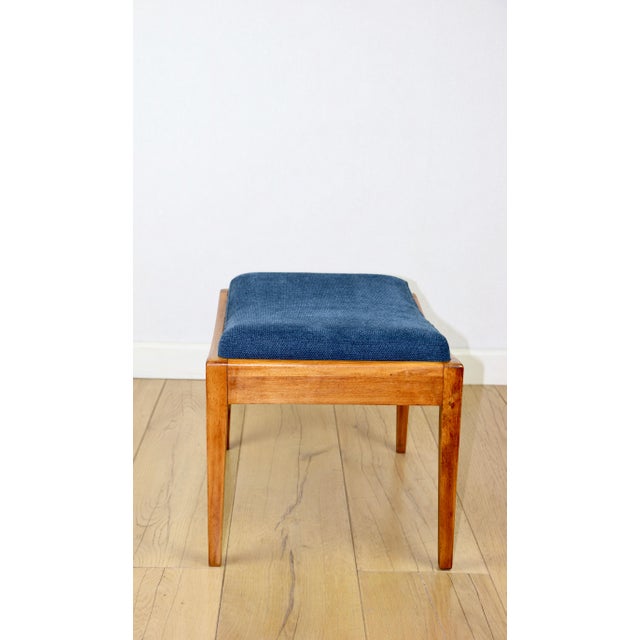 1970s Art Deco Stool Seat in Navy Blue Structural Fabric, 1970s For Sale - Image 5 of 8