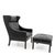 Mid-Century Modern Set of Black Leather Wingchair and Ottoman by Borge Mogensen for Fredericia, 1960s For Sale - Image 3 of 17