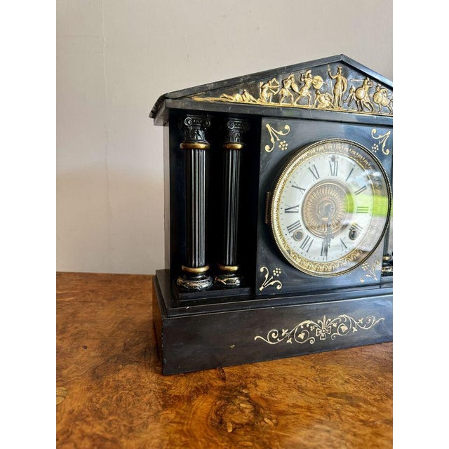 Antique Marble Mantle Clock, 1860 For Sale - Image 3 of 7