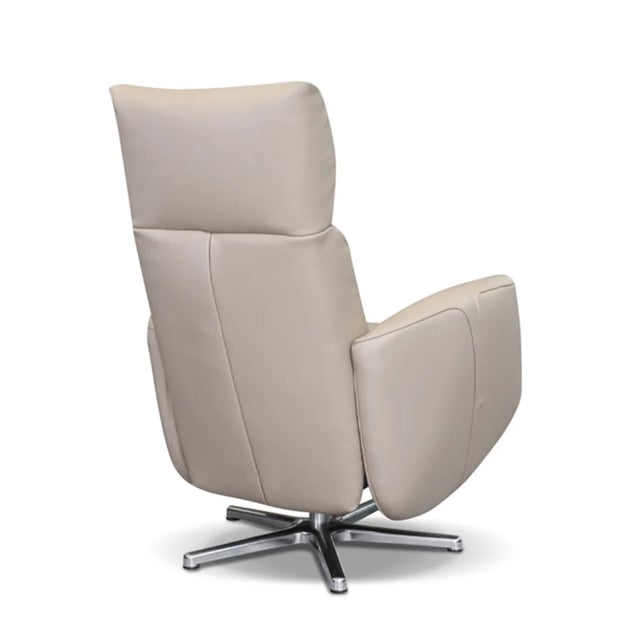 Mid-Century Modern Italian Leather Swivel Power Recliner — Electric Modern Armchair, Made in Italy For Sale - Image 3 of 3