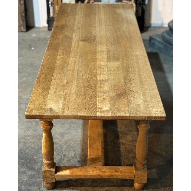 Large Bleached Oak Farmhouse Dining Table, 1920s For Sale - Image 14 of 18