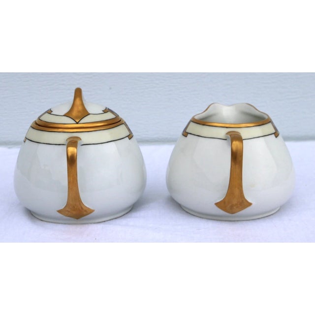 1920s 1925 KPM Art Deco Porcelain Gold Creamer and Sugar Dishes Signed by the Artist For Sale - Image 5 of 11