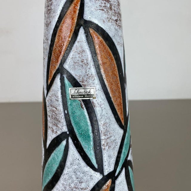 Ceramic Fat Lava Multi-Color Floral Europ Line Vase from Scheurich, Germany, 1970s For Sale - Image 7 of 18