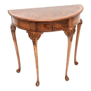 Antique Burr Walnut Console Table, 1900 For Sale