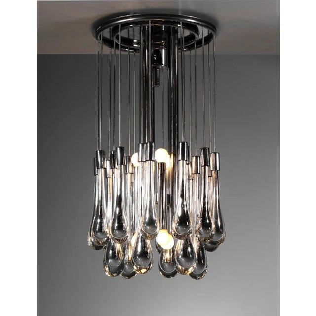 Vintage Chandelier in Chrome Steel and Murano Glass from Venini, 1970s For Sale - Image 3 of 17