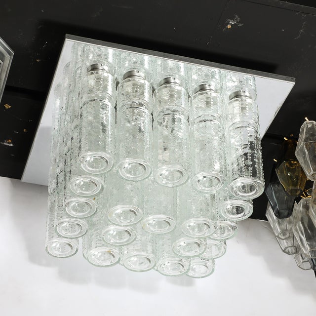Mid-Century Modern Molded Glass Cylinder Flush Mount in Chrome by Doria Leuchten For Sale - Image 12 of 18