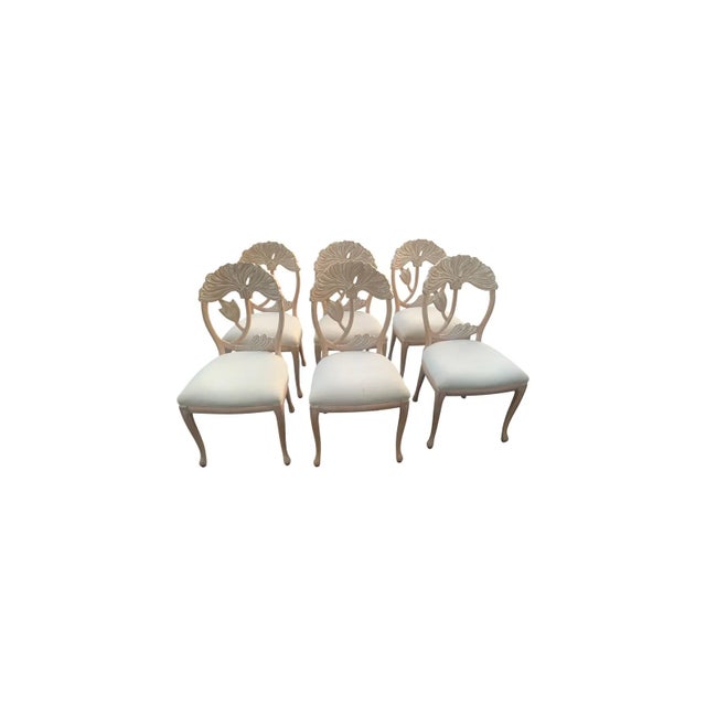 Traditional Late 20th Century Lime Wash Lotus Floral Carved Dining Set in the Manner of Phyllis Morris For Sale - Image 3 of 11