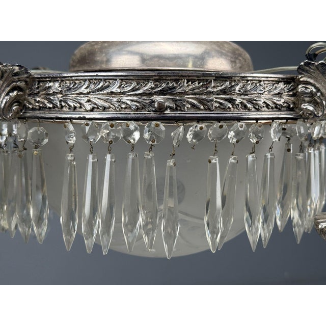 French Victorian, Chandelier, Etched Glass, Silver Plated, 19th Century For Sale In New York - Image 6 of 17