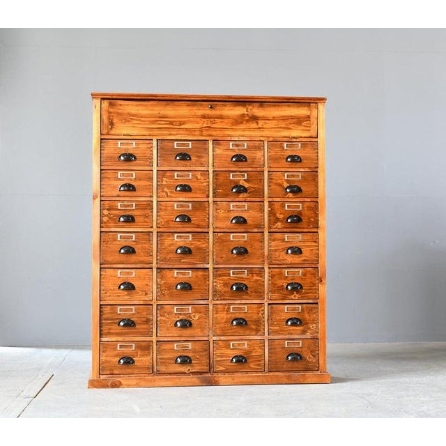 Bank of Pine Workshop Drawers, 1940s For Sale - Image 4 of 5