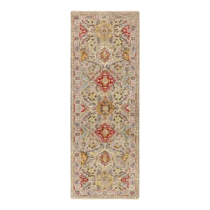 The Sunset Rosettes Wool and Pure Silk Runner Hand Knotted Oriental Rug