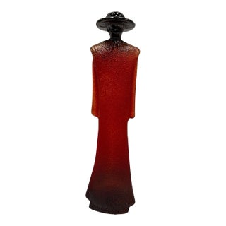 Kosta Boda "Catwalk" Series "Pretty Woman" Red Art Glass Sculpture by Kjell Engman For Sale