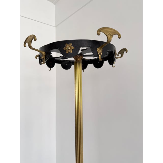 Vintage Italian Brass and Black Lacquer Coat Rack, 1950s For Sale - Image 4 of 18