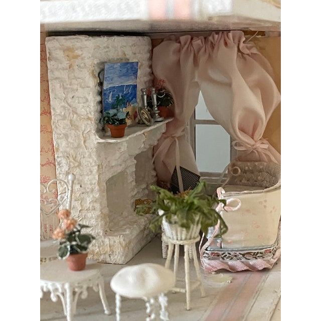 1960 Vintage Dollhouse Blue Cottage Handmade Furnished For Sale - Image 13 of 17