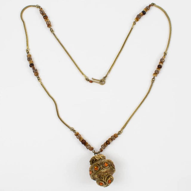 Henry Perichon Gilded Bronze Chain Necklace with Talosel Medallion For Sale In Atlanta - Image 6 of 11