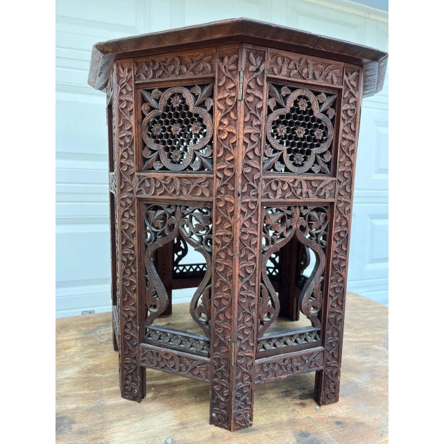 Antique Hand Carved Moorish Style Octagon Side Table Tabouret For Sale In West Palm - Image 6 of 12