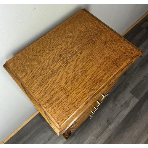 Gold Vintage French Louis XVI Style Carved Oak Chest of Drawers For Sale - Image 8 of 9