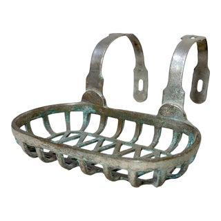 Antique Industrial Nickel Plate Brass Bathroom Bathtub Fixture Soap Dish Holder For Sale
