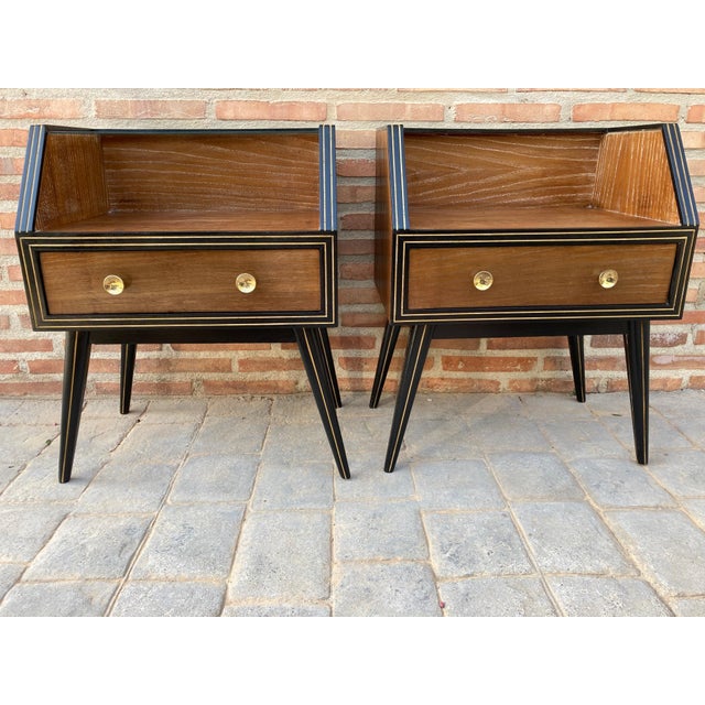 Mid Century Italian Nightstands with Glass, 1960s, Set of 2 For Sale - Image 16 of 18
