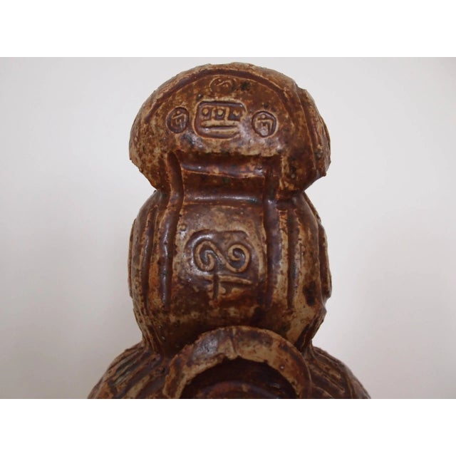 Chocolate Mid-Century Modern Ceramic Studio Pottery Totem Sculpture For Sale - Image 8 of 11