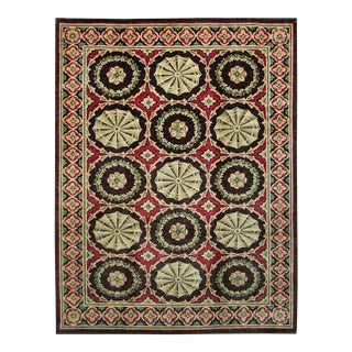 9x13 Giselle Violet Red Floral Traditional Flatweave Wool Carpet Rug For Sale
