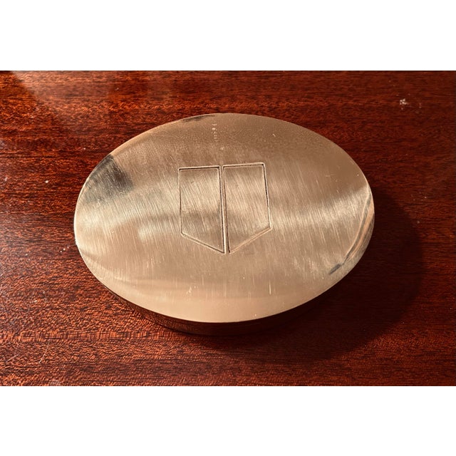 Mid 20th Century Oval Velvet Lined Brass Box For Sale In Chicago - Image 6 of 6