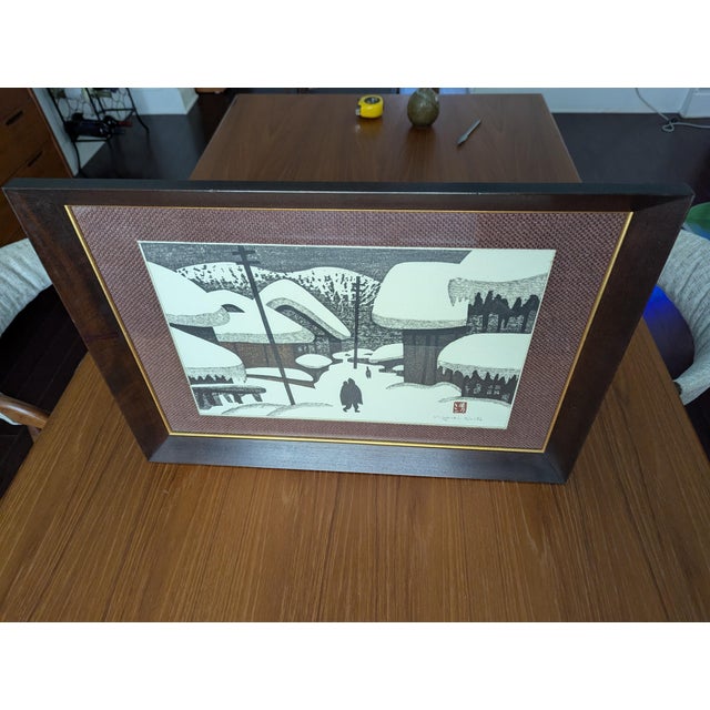 Signed Kiyoshi Saito "Winter in Aizu" Vintage Woodblock Print — 1970s For Sale In Atlanta - Image 6 of 11