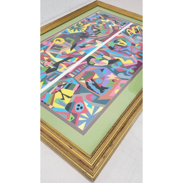 Vintage 1970s Abstract Painting by Adriana c.1978 Bold and colorful abstract painting by Adridana. The painting has a...