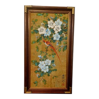 Signed Kwong Lee Watercolor on Cork Signed For Sale