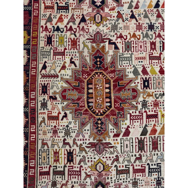 Islamic 6ft 9in × 9ft 9in Flat Woven Afghan Area Rug For Sale - Image 3 of 12
