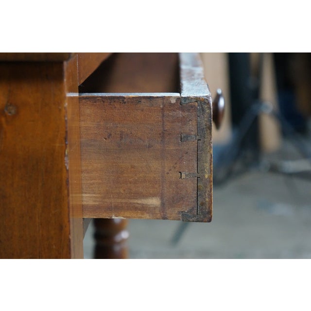 Wood Antique 19th C. Early American Primitive Cherry Side Accent Table Nightstand 29" For Sale - Image 7 of 18