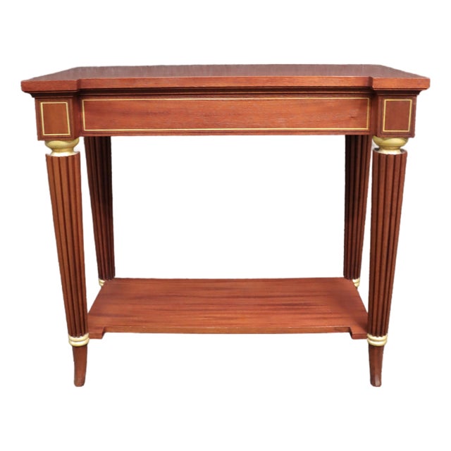 McLain Wiesand Mahogany Console Table With Inlay & Lower Shelf For Sale