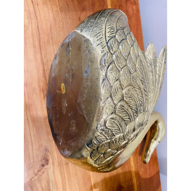 Monumental Sculptural Brass Swans Planters Restored - A Pair For Sale - Image 11 of 11
