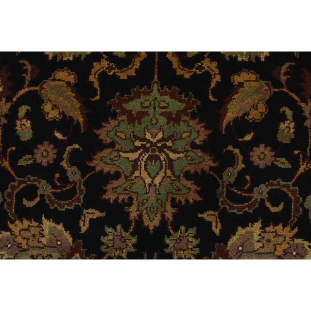 Agra Runner 3’11” X 11’7” Black Wool Traditional Hand-Knotted Oriental Rug For Sale - Image 9 of 14