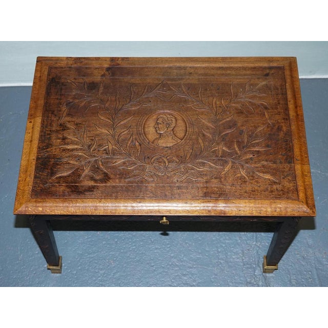 Belgian Coffee Table in Carved Oak, 1900 For Sale - Image 9 of 14