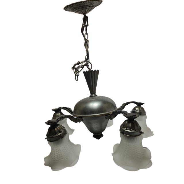 1970s Vintage Art Nouveau Chandelier, Poland, 1970s For Sale - Image 5 of 12