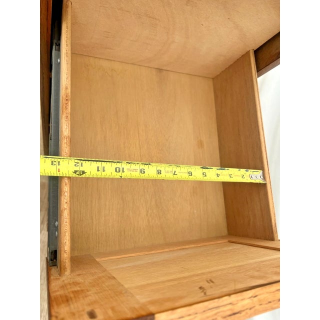 Wood Vintage Tiger Oak File Cabinet Four Drawers, Paneled Sides, Rare Letter Size For Sale - Image 7 of 12