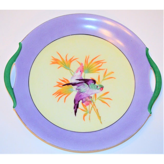 Antique Lilac Moschendorf Bavaria Cake Plate With Parrots For Sale In Houston - Image 6 of 10