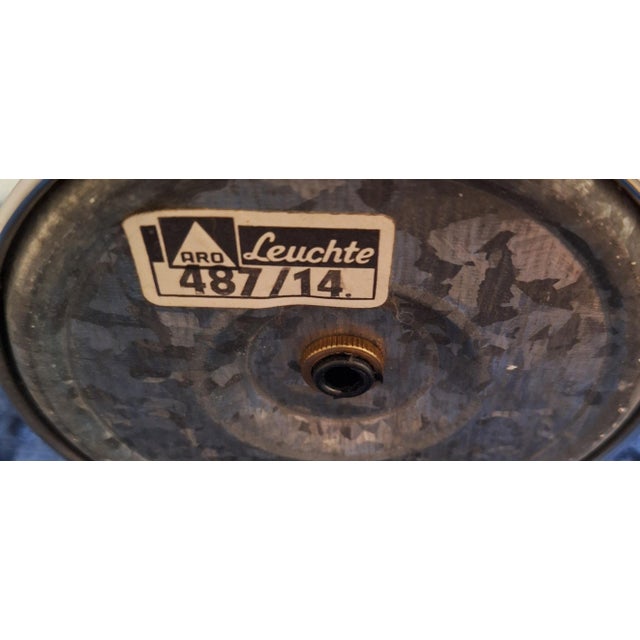 Metal Vintage German Table Lamp with Chrome-Plated Metal Base and Original Fabric Shade by Aro, 1970s For Sale - Image 7 of 8